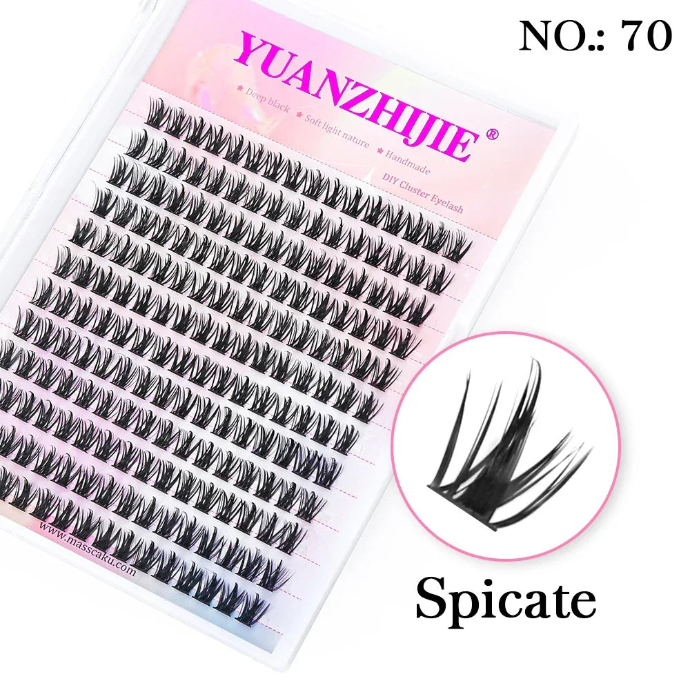DIY 144 Cluster Lashes YUANZHIJIE free ship Segmented Beam Natural C/D Curl Individual Mink Eyelashes Makeup Supplies at home
