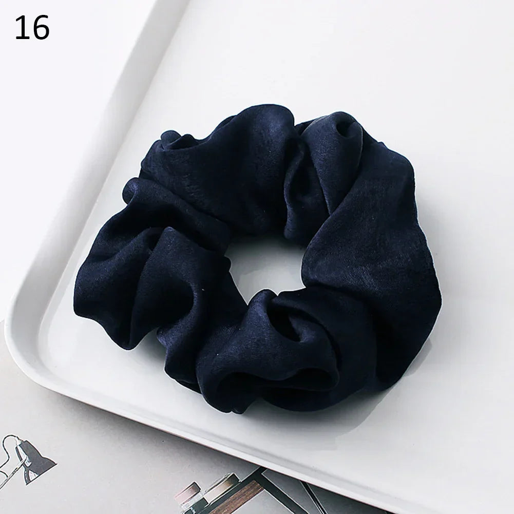 Silk Satin Scrunchies Headband Large Elastic Rubber Hair Band Women Gilr Ponytail Holder Hair Ties Accessories Satin Hair Rope