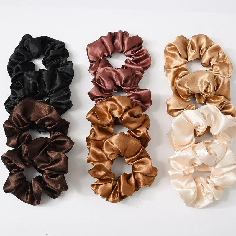Silk Satin Scrunchies Headband Large Elastic Rubber Hair Band Women Gilr Ponytail Holder Hair Ties Accessories Satin Hair Rope