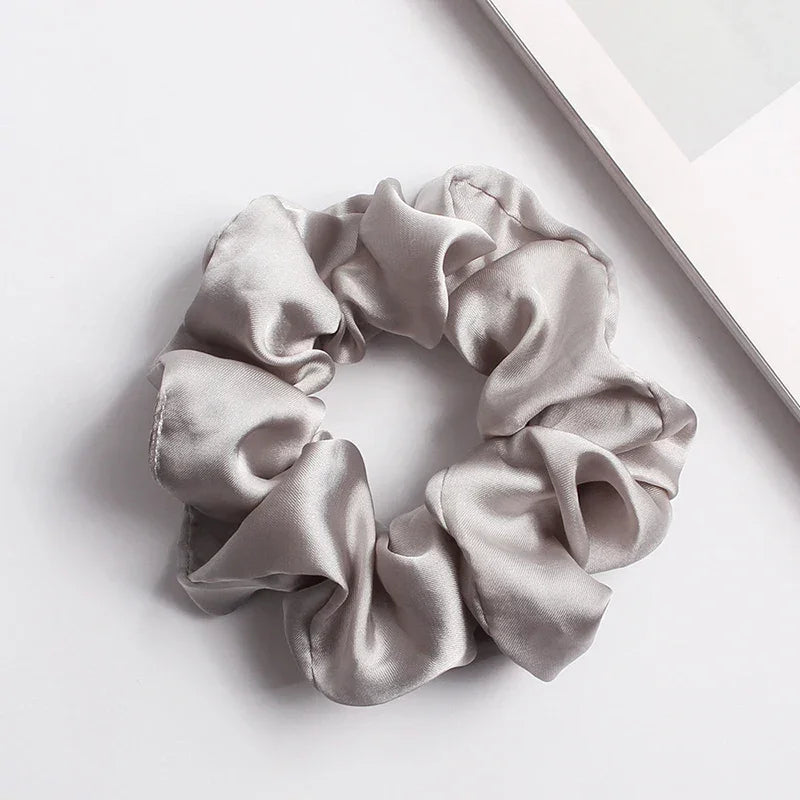 Silk Satin Scrunchies Headband Large Elastic Rubber Hair Band Women Gilr Ponytail Holder Hair Ties Accessories Satin Hair Rope