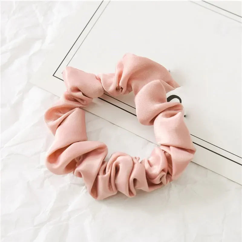 Silk Satin Scrunchies Headband Large Elastic Rubber Hair Band Women Gilr Ponytail Holder Hair Ties Accessories Satin Hair Rope