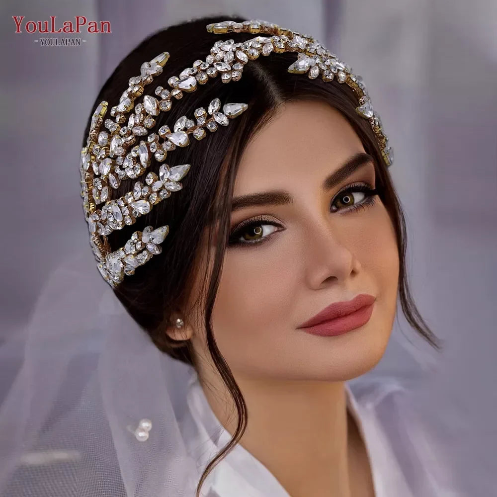 YouLaPan HP425 Bridal Headband Wedding Crowns Bride Tiara and Headdress Women Headpiece Hair Accessories Pageant Head Jewelry