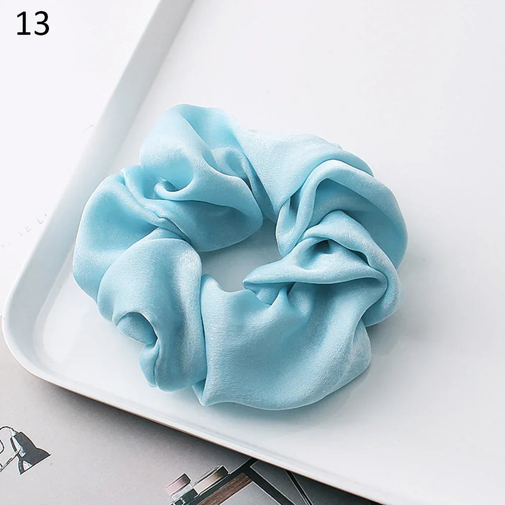 Silk Satin Scrunchies Headband Large Elastic Rubber Hair Band Women Gilr Ponytail Holder Hair Ties Accessories Satin Hair Rope
