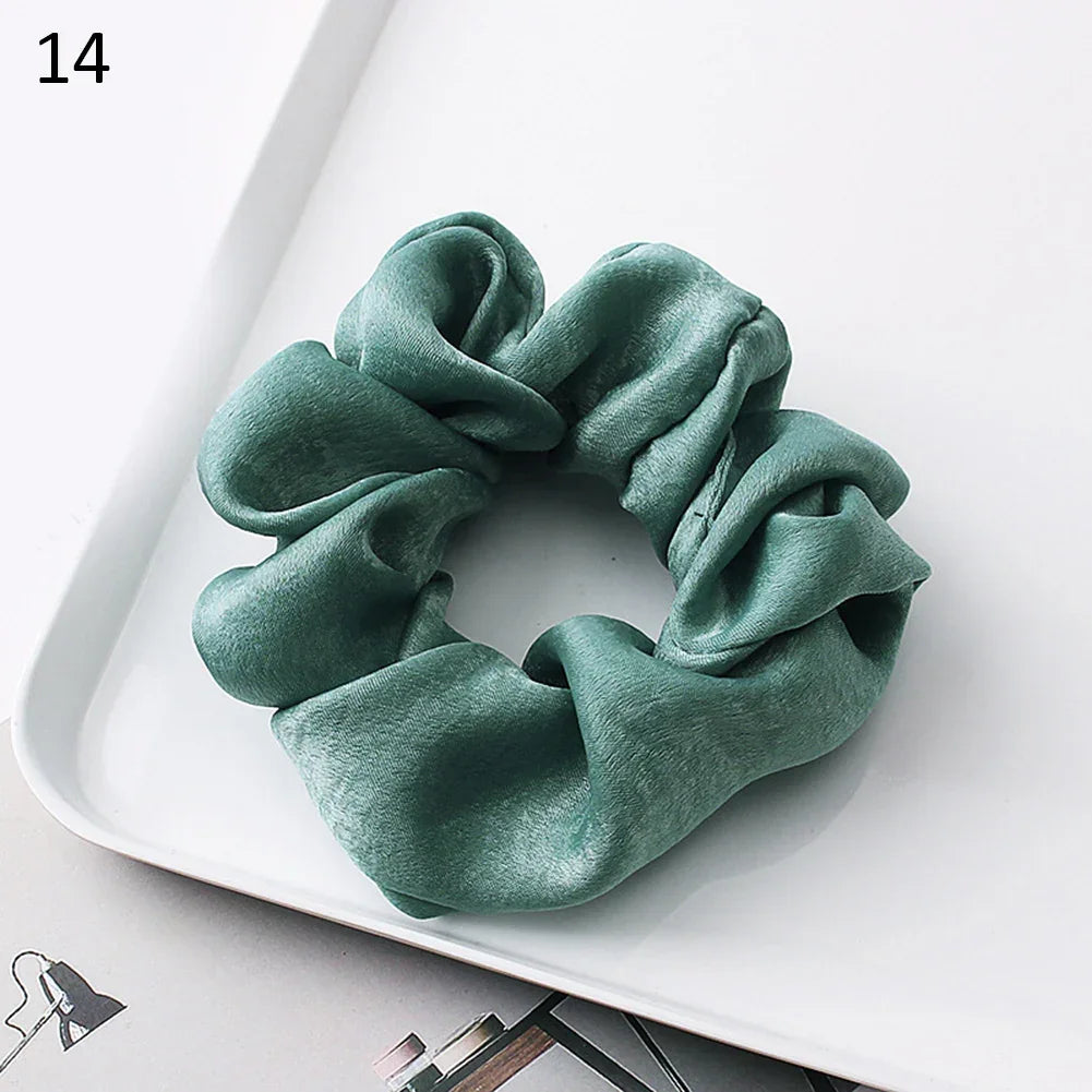 Silk Satin Scrunchies Headband Large Elastic Rubber Hair Band Women Gilr Ponytail Holder Hair Ties Accessories Satin Hair Rope