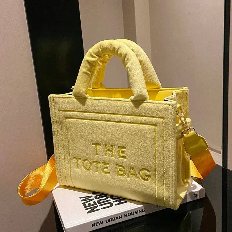 Female Square Tote Crossbody Bag Aesthetic Velour Elegant Letter Print Ladies Shoulder Bags Top Handle Women's Charisma Handbags