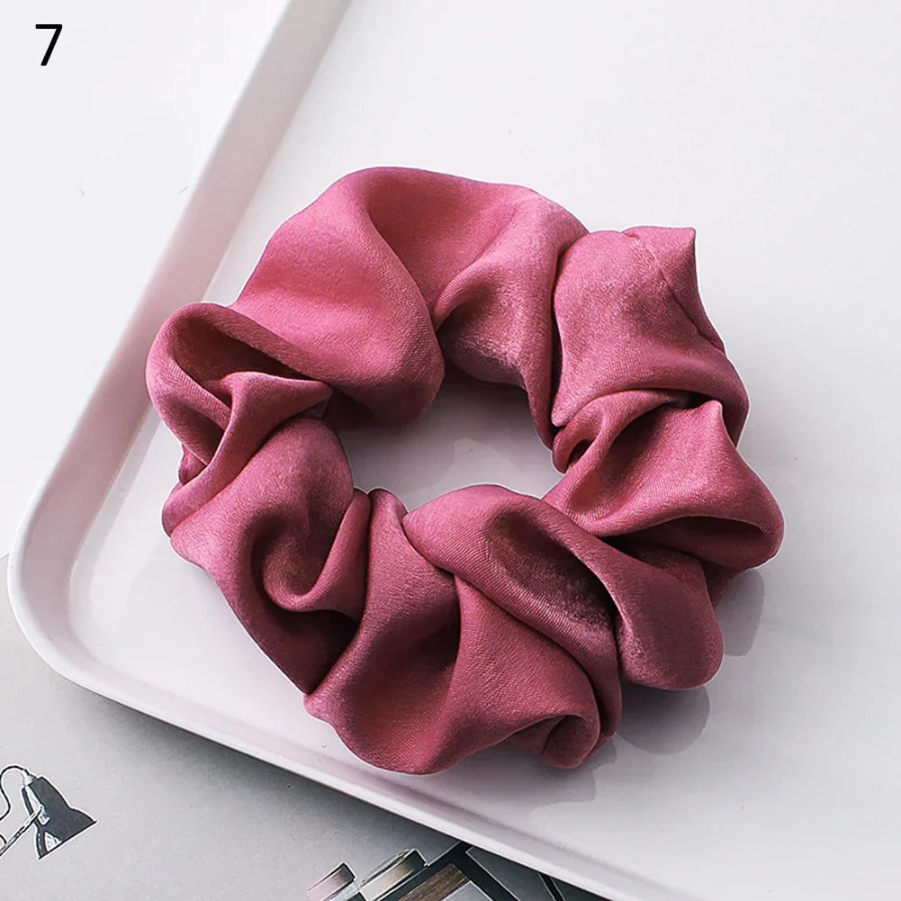 Silk Satin Scrunchies Headband Large Elastic Rubber Hair Band Women Gilr Ponytail Holder Hair Ties Accessories Satin Hair Rope