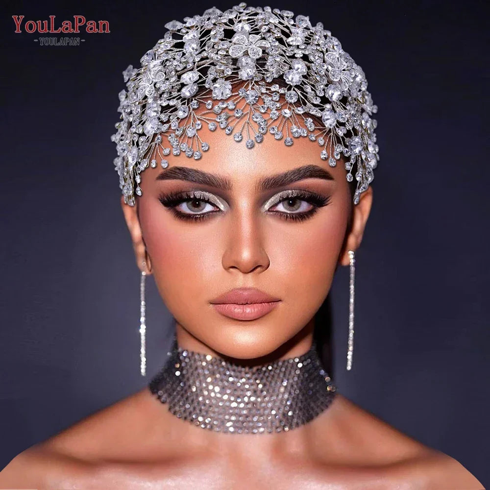 TOPQUEEN Wedding Headband Hair Jewelry Luxury Bride Headdress Hair Accessories Rhinestone Wedding Head Piece Woman Tiara HP240
