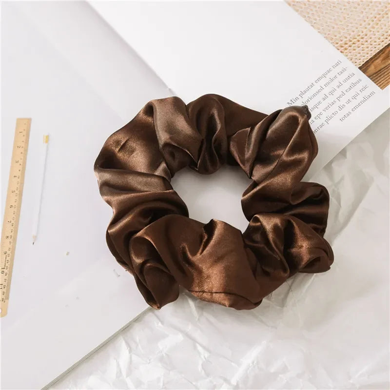 Silk Satin Scrunchies Headband Large Elastic Rubber Hair Band Women Gilr Ponytail Holder Hair Ties Accessories Satin Hair Rope
