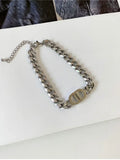 Cocoguchi golden color Thick Letter  Titanium Steel Necklace & Bracelet for Women four sealsonal wearage popular fashion jewelry