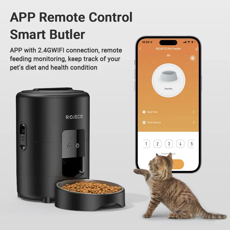 2L Smart Automatic Pet Feeder – WiFi App Control Cat & Dog Dispenser