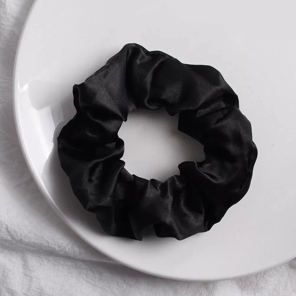 Women Silk Scrunchie Elastic Handmade Multicolor Hair Band Ponytail Holder Headband Hair Accessories 1PC Satin Silk Solid Color