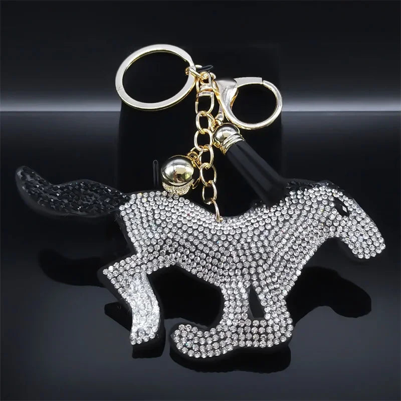 Cute Chihuahua Dog Crystal Keychain Bag Accessories for Women Gold Color Female Keyring Jewelry llaveros para mujer K7326S01