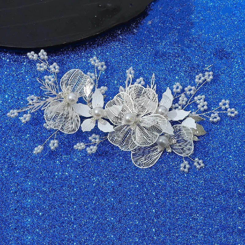 Flower Hairband Bridal Hair Jewelry Pearl Crystal Headband Elegant Birthday Party Tiara Crown Wedding Hair Accessories For Women