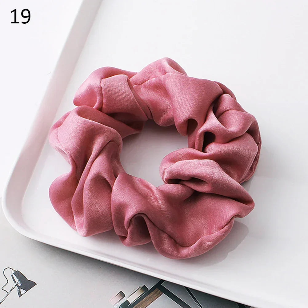 Silk Satin Scrunchies Headband Large Elastic Rubber Hair Band Women Gilr Ponytail Holder Hair Ties Accessories Satin Hair Rope