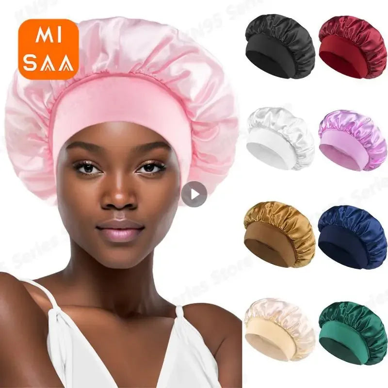 Satin Hat Sleep Silk Round Fabric Protect Hair Comfort Hair Night Anti-frizz Sleeping Hat Four Seasons Breathability Sleep Cap