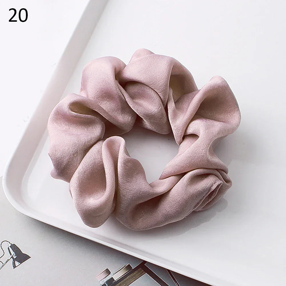 Silk Satin Scrunchies Headband Large Elastic Rubber Hair Band Women Gilr Ponytail Holder Hair Ties Accessories Satin Hair Rope