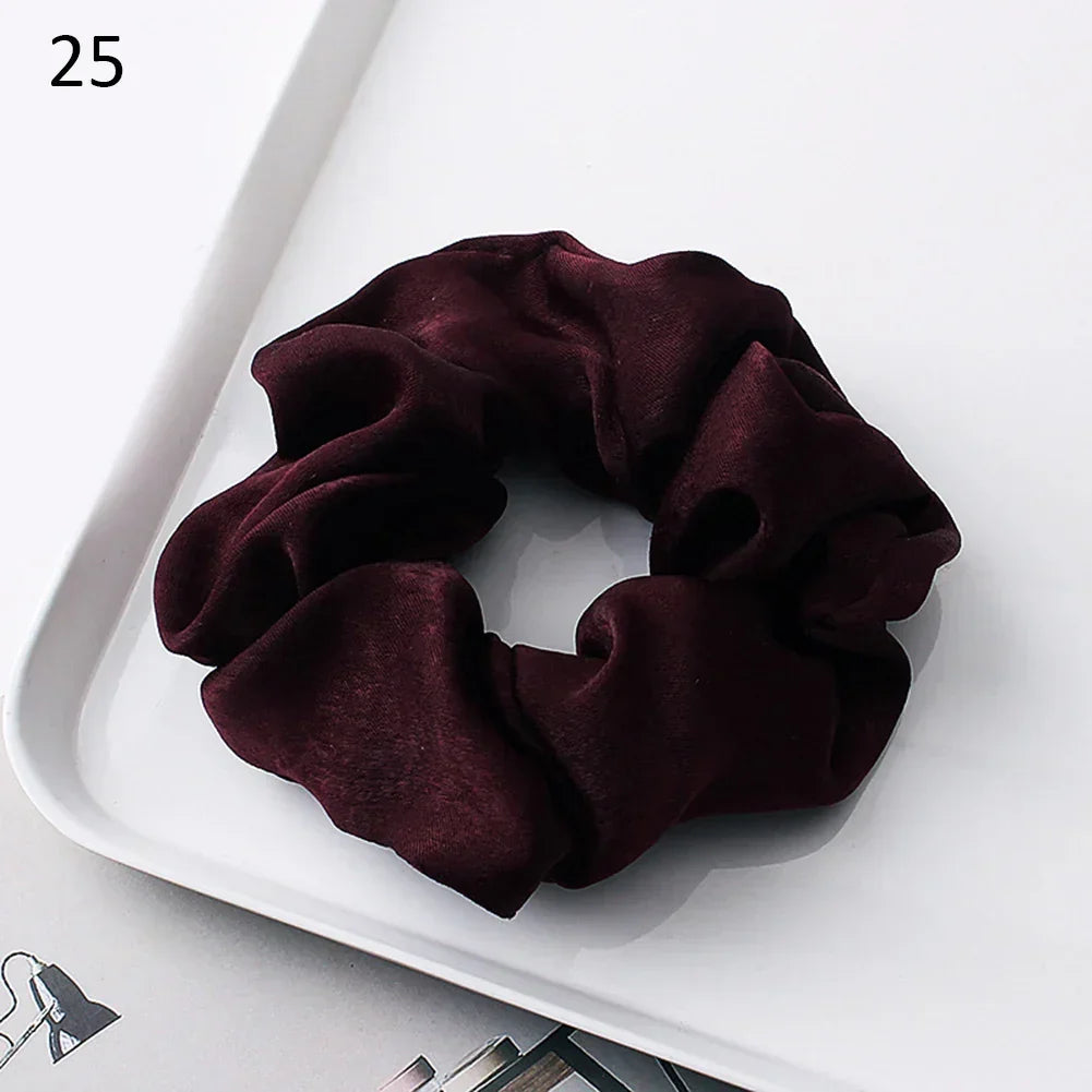 Silk Satin Scrunchies Headband Large Elastic Rubber Hair Band Women Gilr Ponytail Holder Hair Ties Accessories Satin Hair Rope