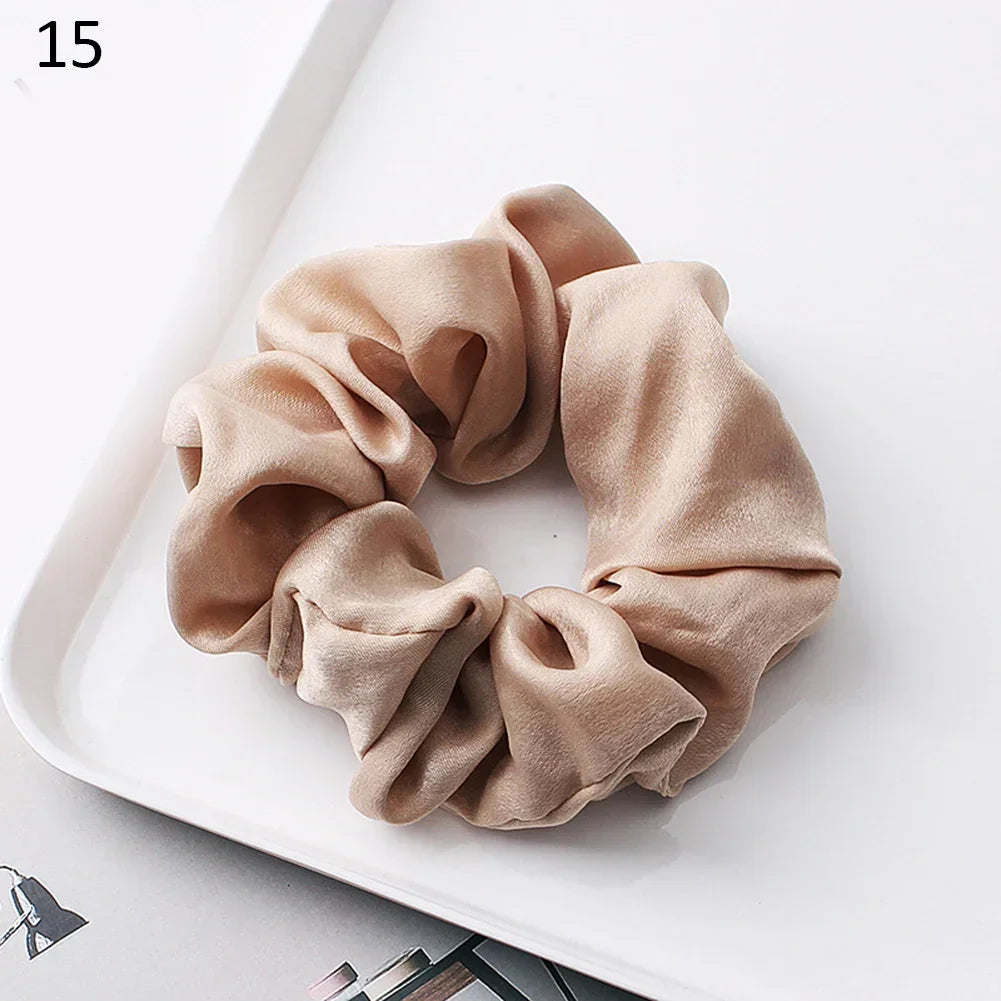 Silk Satin Scrunchies Headband Large Elastic Rubber Hair Band Women Gilr Ponytail Holder Hair Ties Accessories Satin Hair Rope