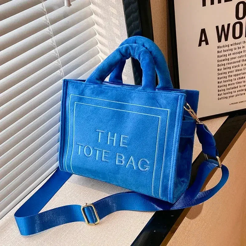 Female Square Tote Crossbody Bag Aesthetic Velour Elegant Letter Print Ladies Shoulder Bags Top Handle Women's Charisma Handbags