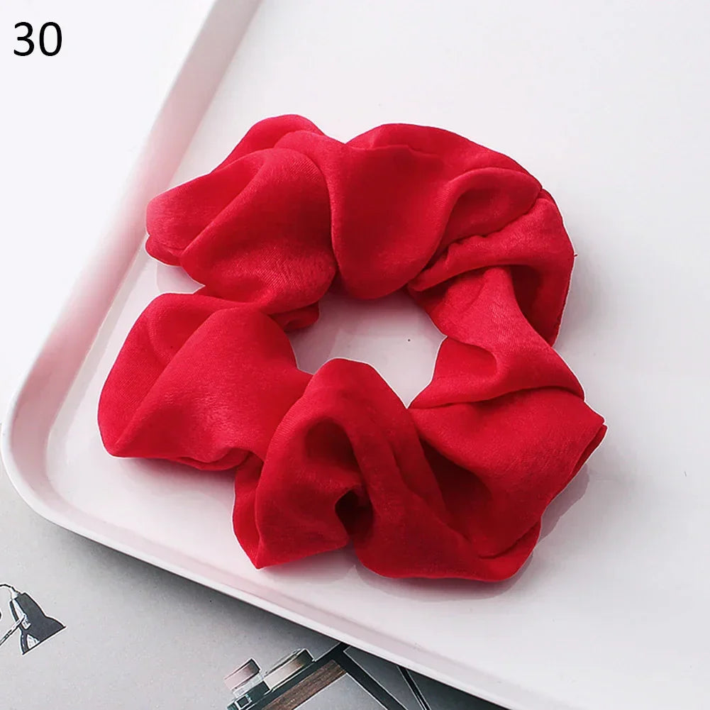 Silk Satin Scrunchies Headband Large Elastic Rubber Hair Band Women Gilr Ponytail Holder Hair Ties Accessories Satin Hair Rope
