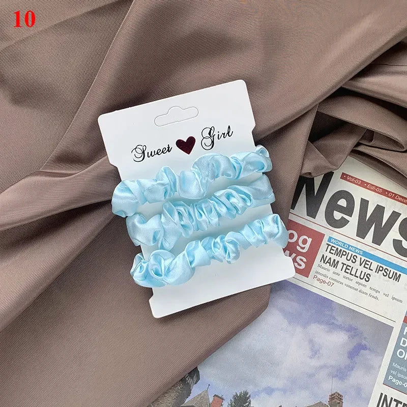 Women Silk Scrunchie Elastic Handmade Multicolor Hair Band Ponytail Holder Headband Hair Accessories 1PC Satin Silk Solid Color