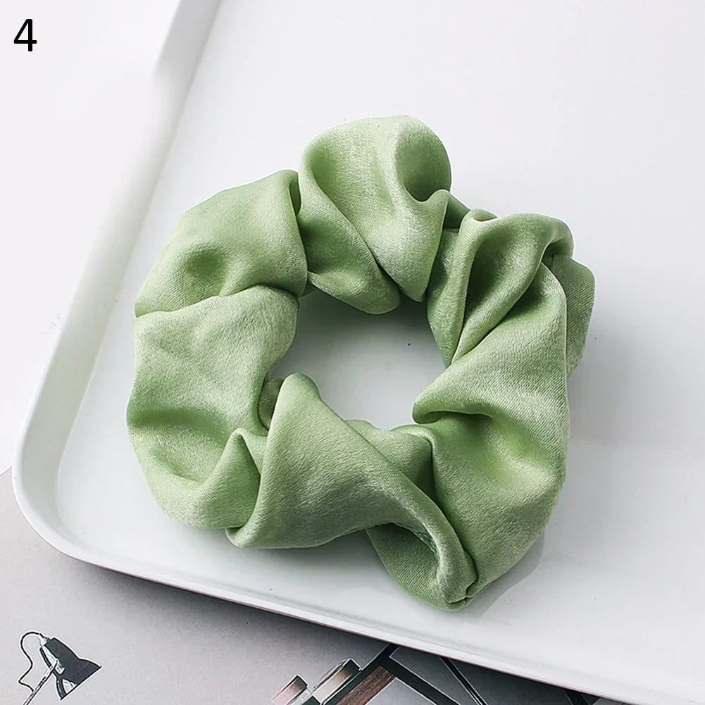 Silk Satin Scrunchies Headband Large Elastic Rubber Hair Band Women Gilr Ponytail Holder Hair Ties Accessories Satin Hair Rope