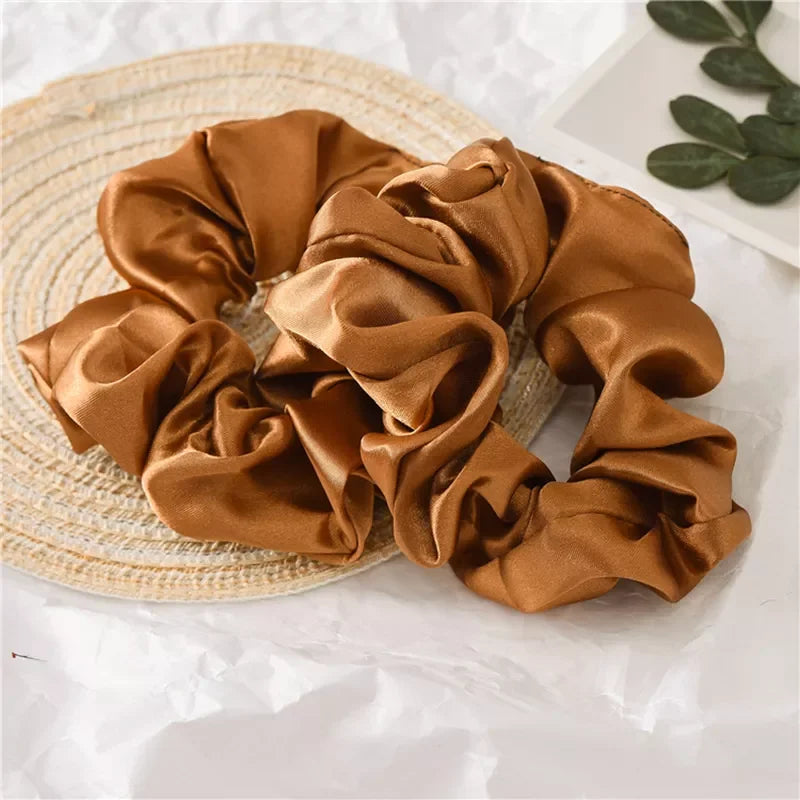 Silk Satin Scrunchies Headband Large Elastic Rubber Hair Band Women Gilr Ponytail Holder Hair Ties Accessories Satin Hair Rope