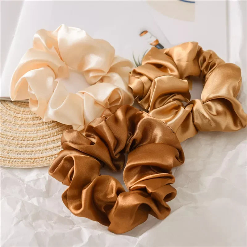 Silk Satin Scrunchies Headband Large Elastic Rubber Hair Band Women Gilr Ponytail Holder Hair Ties Accessories Satin Hair Rope