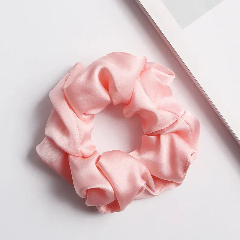 Silk Satin Scrunchies Headband Large Elastic Rubber Hair Band Women Gilr Ponytail Holder Hair Ties Accessories Satin Hair Rope