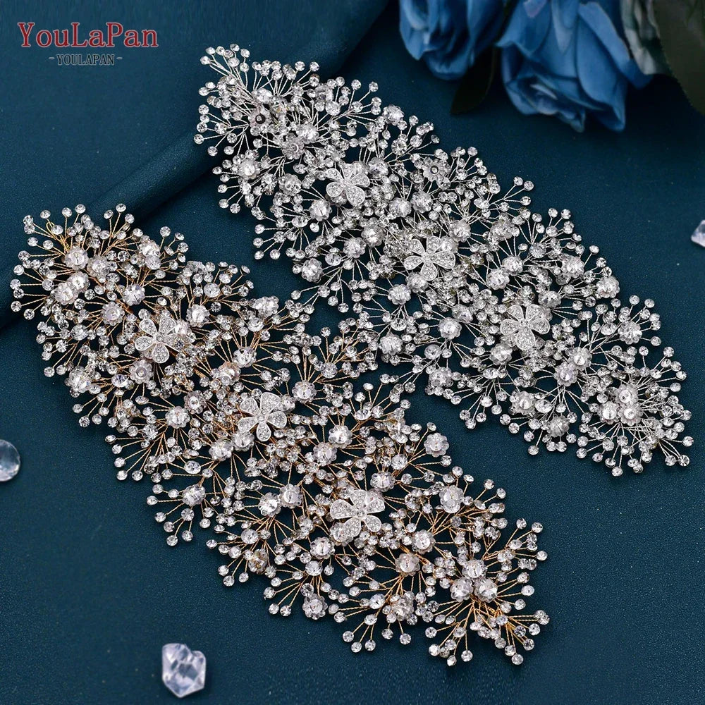 TOPQUEEN Wedding Headband Hair Jewelry Luxury Bride Headdress Hair Accessories Rhinestone Wedding Head Piece Woman Tiara HP240