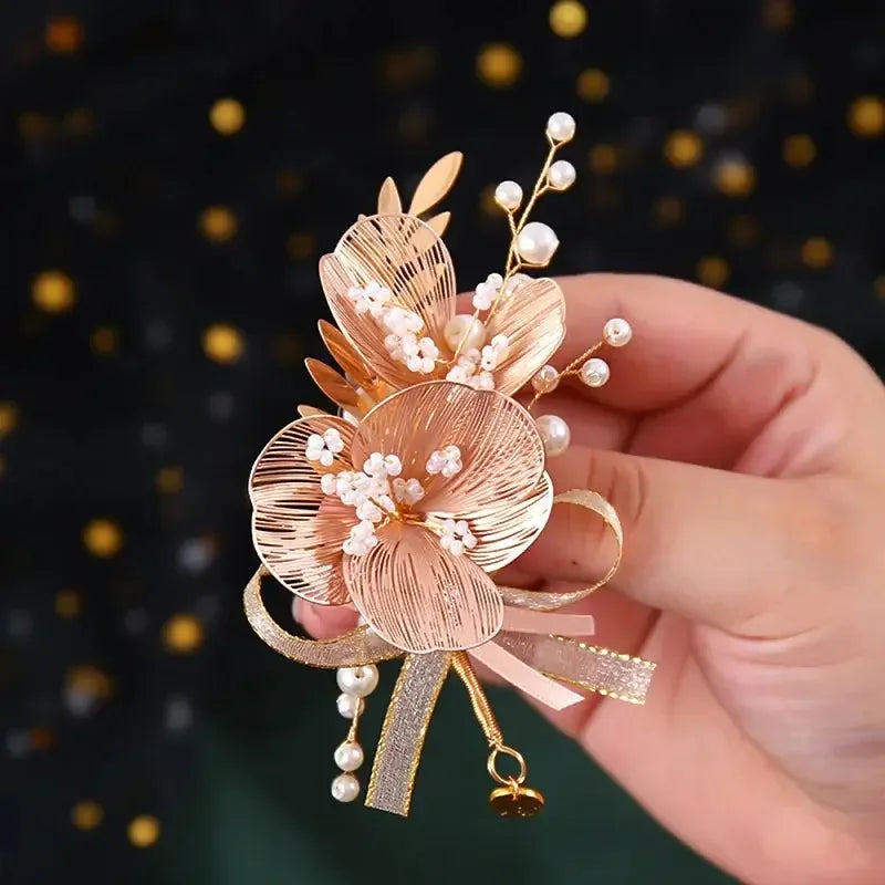 Flower Hairband Bridal Hair Jewelry Pearl Crystal Headband Elegant Birthday Party Tiara Crown Wedding Hair Accessories For Women