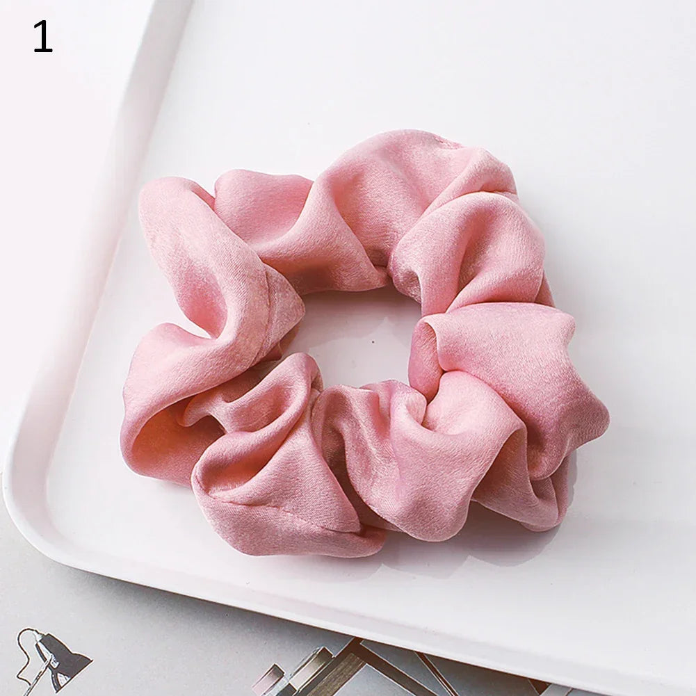 Silk Satin Scrunchies Headband Large Elastic Rubber Hair Band Women Gilr Ponytail Holder Hair Ties Accessories Satin Hair Rope