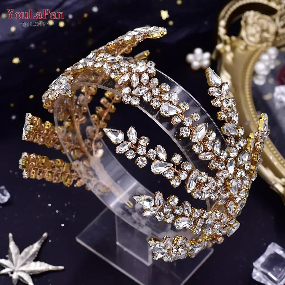 YouLaPan HP425 Bridal Headband Wedding Crowns Bride Tiara and Headdress Women Headpiece Hair Accessories Pageant Head Jewelry
