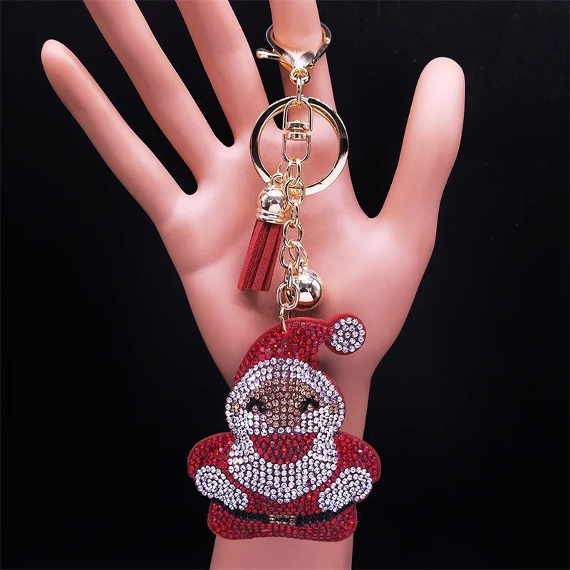 Cute Chihuahua Dog Crystal Keychain Bag Accessories for Women Gold Color Female Keyring Jewelry llaveros para mujer K7326S01