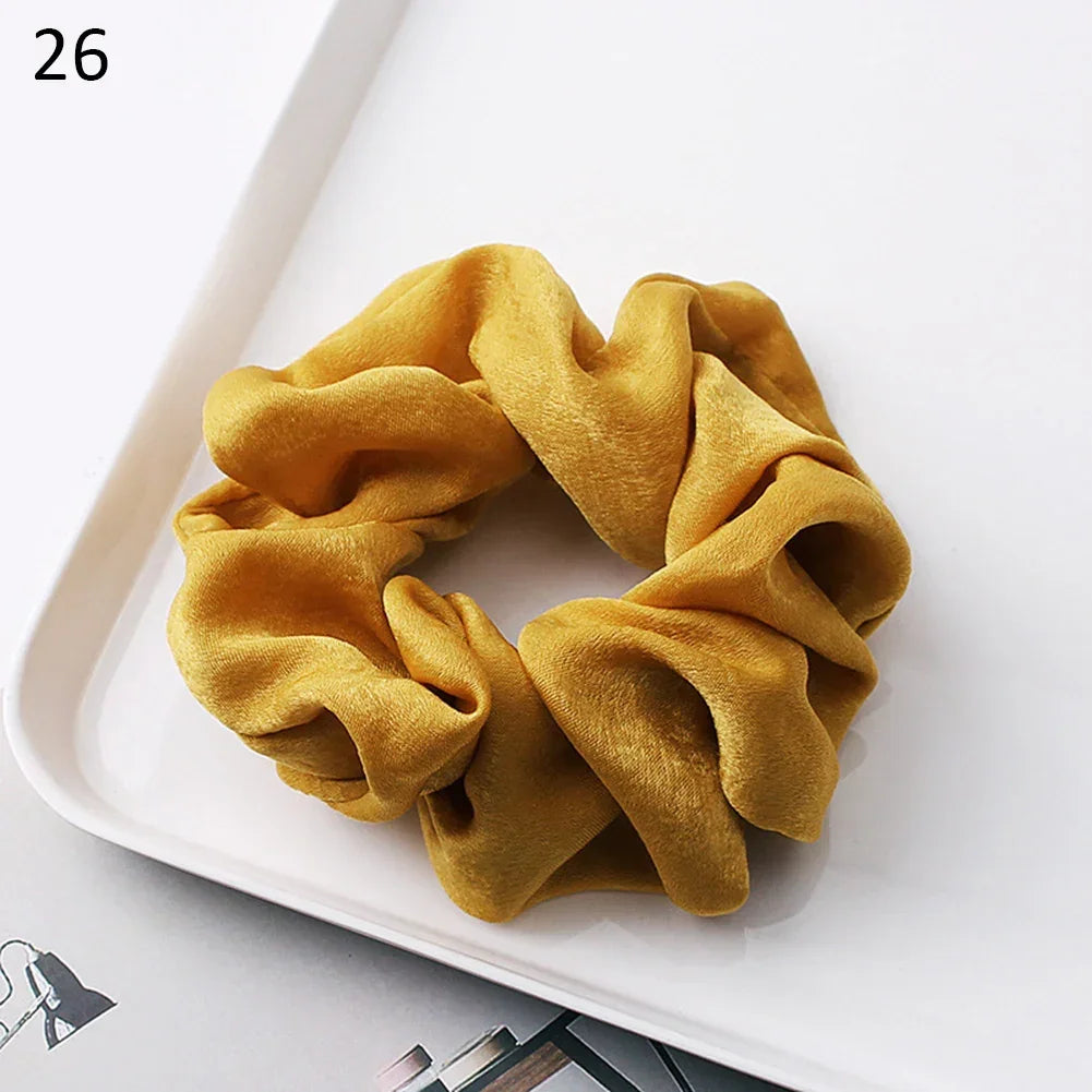 Silk Satin Scrunchies Headband Large Elastic Rubber Hair Band Women Gilr Ponytail Holder Hair Ties Accessories Satin Hair Rope