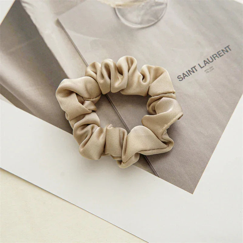 Silk Satin Scrunchies Headband Large Elastic Rubber Hair Band Women Gilr Ponytail Holder Hair Ties Accessories Satin Hair Rope