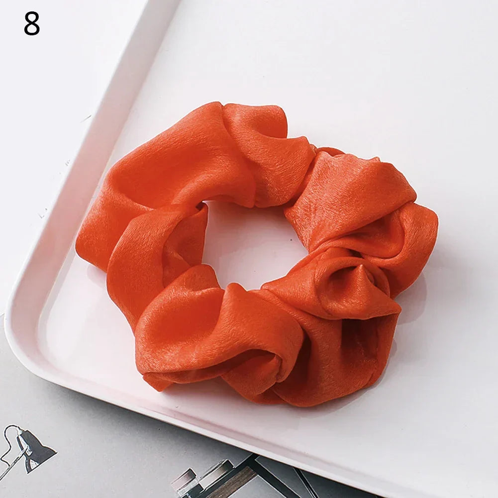 Silk Satin Scrunchies Headband Large Elastic Rubber Hair Band Women Gilr Ponytail Holder Hair Ties Accessories Satin Hair Rope