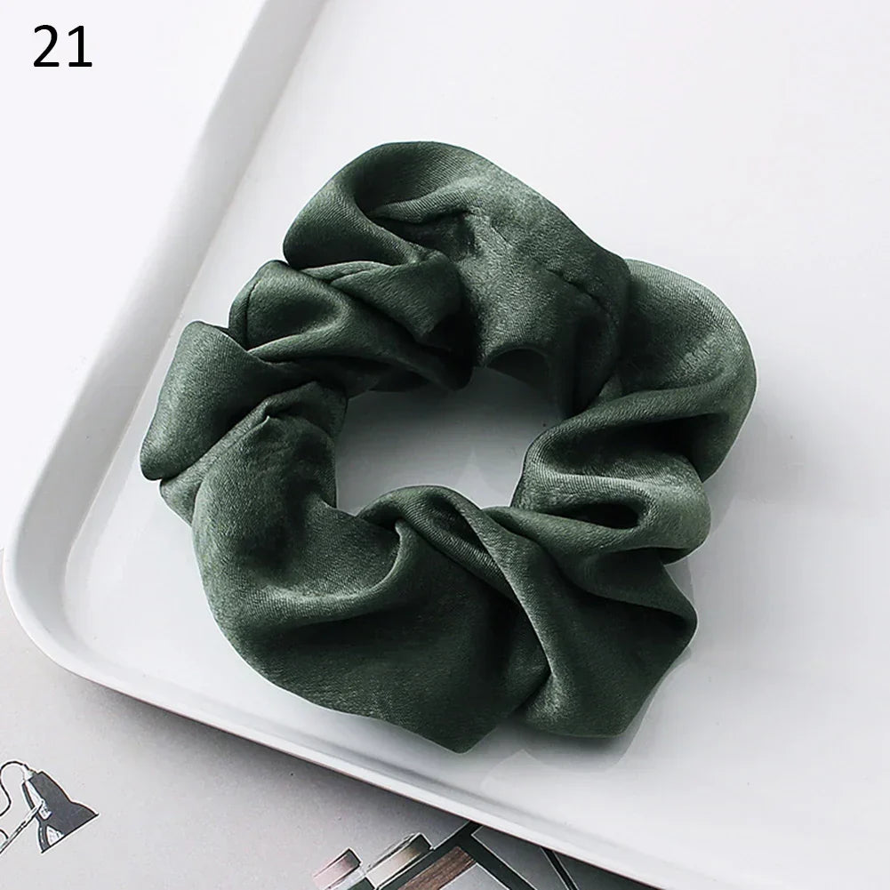 Silk Satin Scrunchies Headband Large Elastic Rubber Hair Band Women Gilr Ponytail Holder Hair Ties Accessories Satin Hair Rope