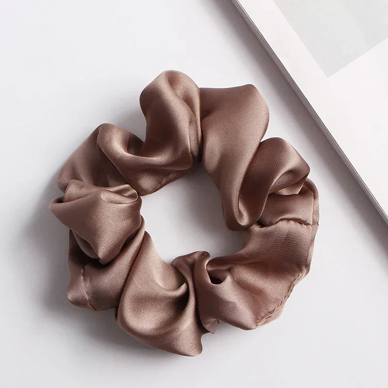 Silk Satin Scrunchies Headband Large Elastic Rubber Hair Band Women Gilr Ponytail Holder Hair Ties Accessories Satin Hair Rope