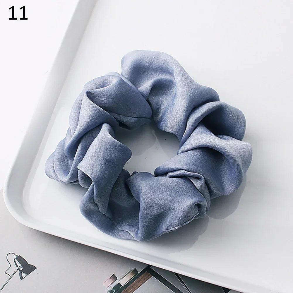 Silk Satin Scrunchies Headband Large Elastic Rubber Hair Band Women Gilr Ponytail Holder Hair Ties Accessories Satin Hair Rope