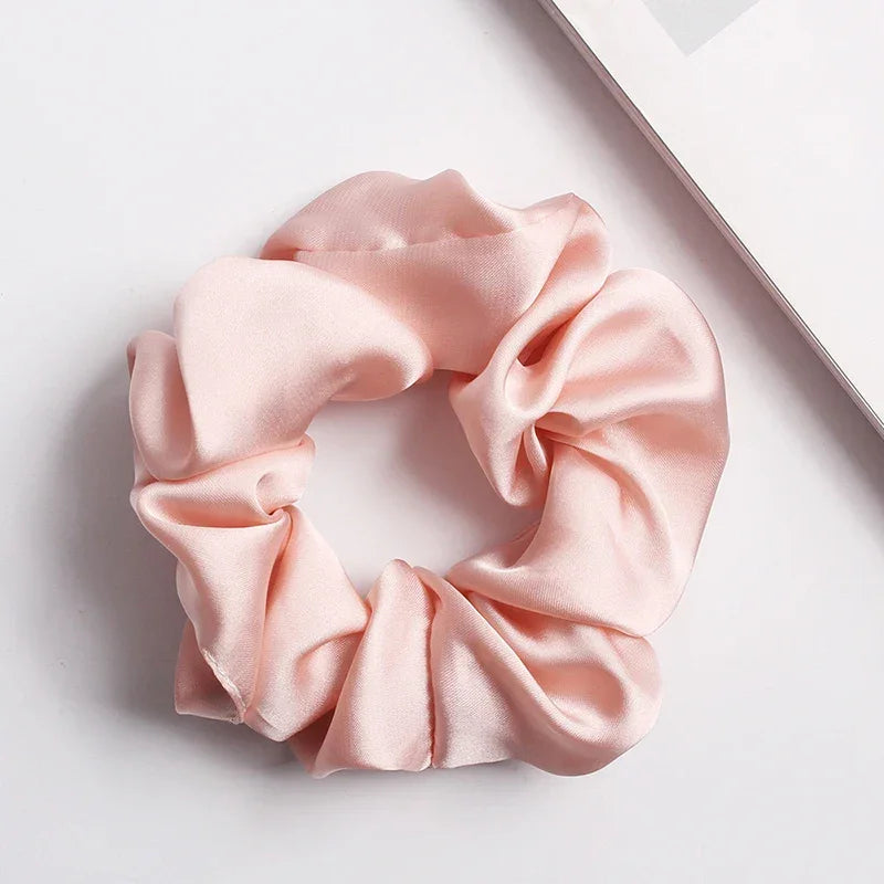 Silk Satin Scrunchies Headband Large Elastic Rubber Hair Band Women Gilr Ponytail Holder Hair Ties Accessories Satin Hair Rope