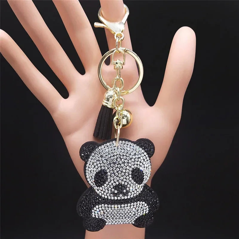 Cute Chihuahua Dog Crystal Keychain Bag Accessories for Women Gold Color Female Keyring Jewelry llaveros para mujer K7326S01