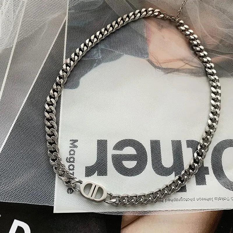 Cocoguchi golden color Thick Letter  Titanium Steel Necklace & Bracelet for Women four sealsonal wearage popular fashion jewelry
