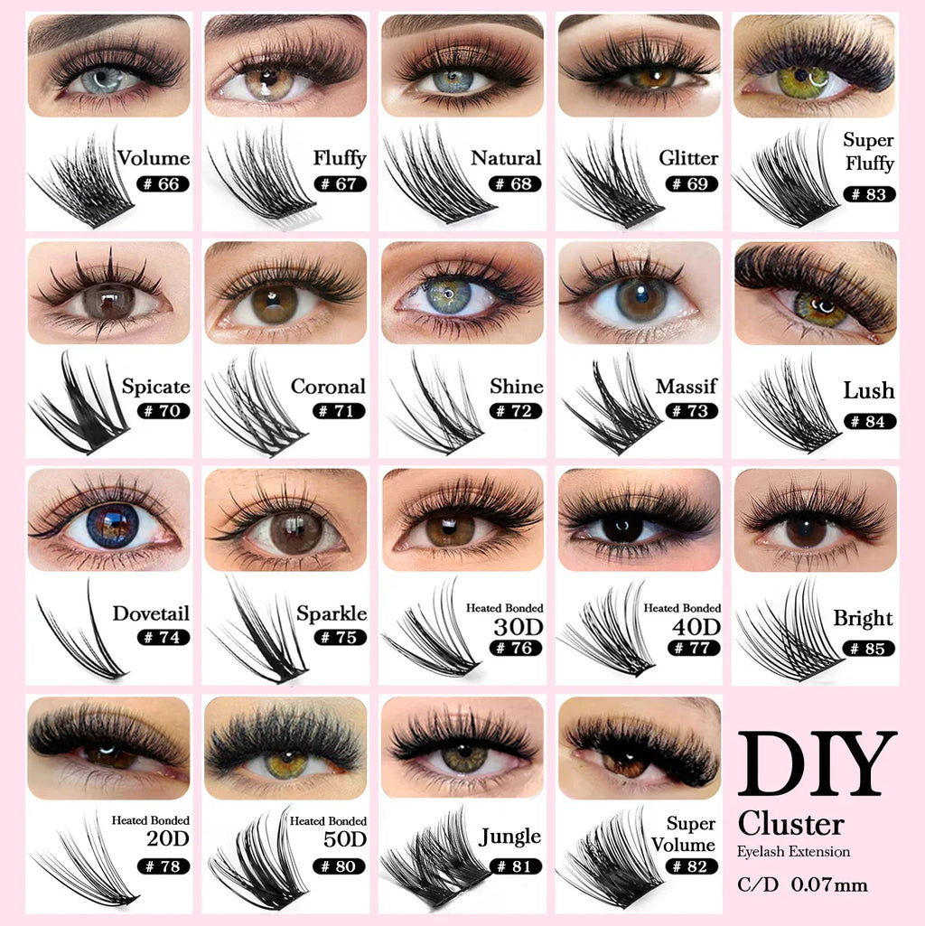 DIY 144 Cluster Lashes YUANZHIJIE free ship Segmented Beam Natural C/D Curl Individual Mink Eyelashes Makeup Supplies at home