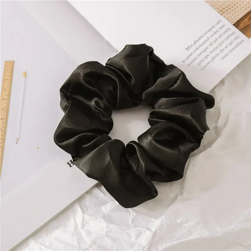 Silk Satin Scrunchies Headband Large Elastic Rubber Hair Band Women Gilr Ponytail Holder Hair Ties Accessories Satin Hair Rope