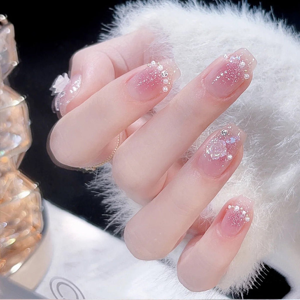 24-Piece Press On Nails Set – Fake Crystal Nails with Glue