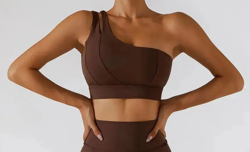 One Shoulder Sports Bra – Flaire™ Ribbed Workout Bra