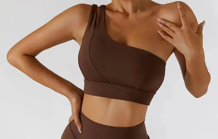 One Shoulder Sports Bra – Flaire™ Ribbed Workout Bra