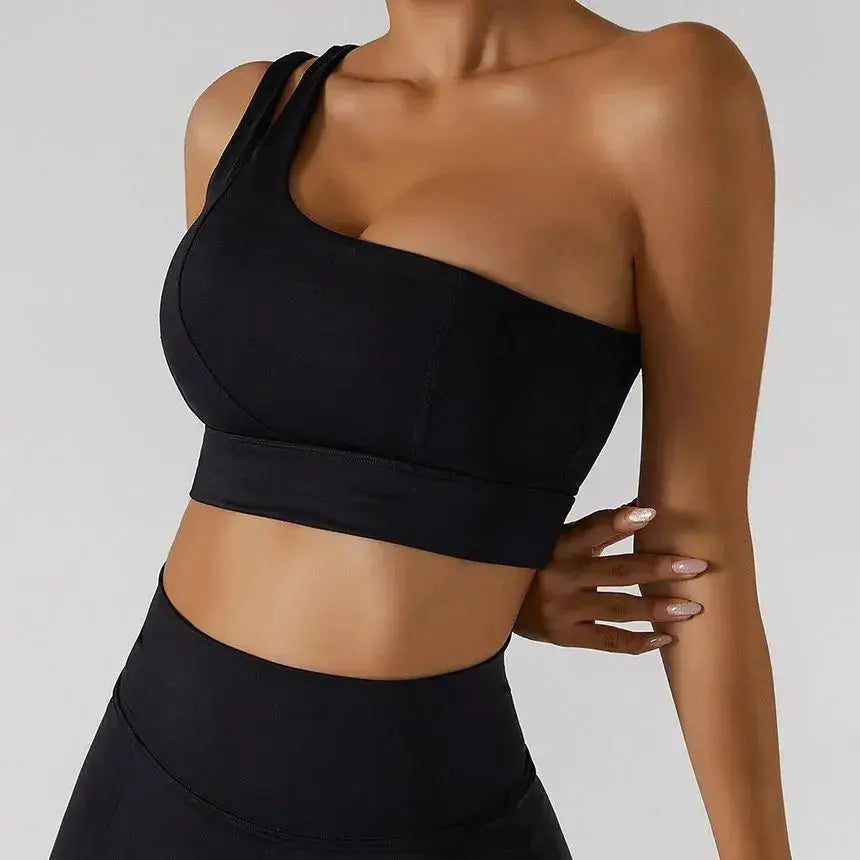 One Shoulder Sports Bra – Flaire™ Ribbed Workout Bra