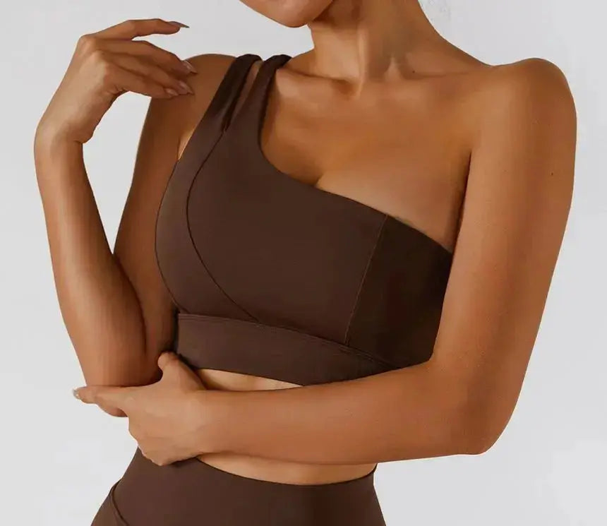 One Shoulder Sports Bra – Flaire™ Ribbed Workout Bra